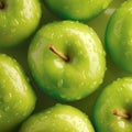 Top down apple display Background of luscious green apples