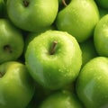 Top down apple display Background of luscious green apples