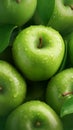 Top down apple display Background of luscious green apples