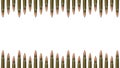 Top and down bullets borders isolated on white background. 7.62 mm cartridges for a Kalashnikov assault rifle Royalty Free Stock Photo