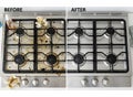 Top-down before-and-after comparison of kitchen stove cleaning Royalty Free Stock Photo