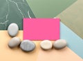A Blank Pink Card with Stones on a Geometric Background Ai Generated Royalty Free Stock Photo