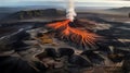 Top down flat view dramatic volcanic landsca... Royalty Free Stock Photo