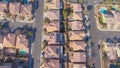 TOP DOWN: Flying over row houses in a luxury suburban neighborhood in Nevada.