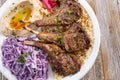 top down grilled lamb chops plate Royalty Free Stock Photo