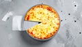 Serving a Slice of Classic Cheese Pizza Top View Royalty Free Stock Photo