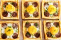 Top down perspective of savoury tarts