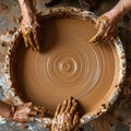 Creative Teamwork - Shaping Clay on a Potters Wheel Royalty Free Stock Photo