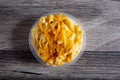 top down plastic container mac cheese, macaroni Royalty Free Stock Photo