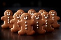 Top down shot of delicious gingerbread cookies arranged on the right side of a table