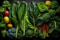 a top-down shot of a variety of fresh, leafy greens