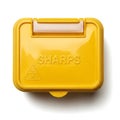 Yellow Sharps Container on White Background Royalty Free Stock Photo