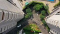 Top down view above tall buildings in Jakarta