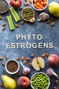 A top down view of an assortment of foods high in phytoestrogens. Royalty Free Stock Photo