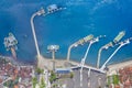 Top down view of boats anchoring on Ketapang port