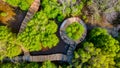 Top-down view of the bridge at the tropical mangrove anatural park at the Landhoo island at Noonu atoll Royalty Free Stock Photo