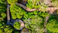 Top-down view of the bridge at the tropical natural park at the Landhoo island at Noonu atoll Royalty Free Stock Photo