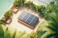 Green Rooftop Solar Energy Flat Lay
