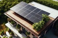 Green Rooftop Solar Energy Flat Lay