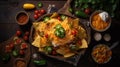 top down view of cheese nachos - food photography