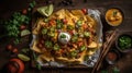 top down view of cheese nachos - food photography