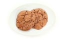 Top Down View Of Chocolate Chewy Cookies On Plate