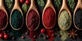 Top down view Christmas spices and herbs arrangement Royalty Free Stock Photo