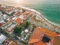 Top down view of city park near our Lady of Guadalupe church in Puerto Vallarta, Mexico near ocean Royalty Free Stock Photo
