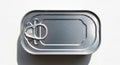 Top View of a Silver Oval Tin Can with Pull- Tab on White Background food can metal can Royalty Free Stock Photo