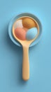 Colorful Easter Eggs in a Spoon on a Blue Background Royalty Free Stock Photo
