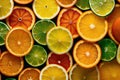 Citrus Fruit Slices Pattern Orange Green Yellow Top Down View