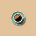 A Top-down View of a Cup of Coffee in a Light Green Cup Royalty Free Stock Photo