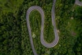 Top down view of curved road on polish mountains