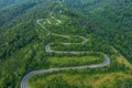 Top down view of curved road on polish mountains