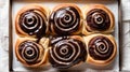 Delicious cinnamon rolls with rich chocolate glaze