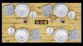 Top down view of a dinner table isolated on black, mock-up, 3d rendering