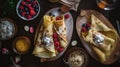 top down view of French Crepes - food photography