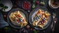 top down view of French Crepes - food photography