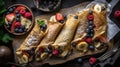 top down view of French Crepes - food photography