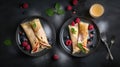 top down view of French Crepes - food photography