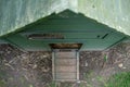 Top down view of the front of a timber chicken coop. Royalty Free Stock Photo