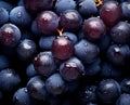 Top down view of grapes with drops of water