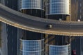 Top down view of highway multilevel junction