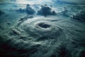 Top-down view of a hurricane revealing the massive scale and spiraling cloud bands