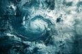 Top-down view of a hurricane revealing the massive scale and spiraling cloud bands