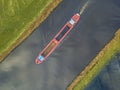 Top view of inland cargo ship Royalty Free Stock Photo