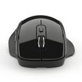 A high-angle studio shot of a sleek black wireless computer mouse on a solid white background isolated on white background Royalty Free Stock Photo