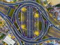 Top-down view of node interchange between Nanda Avenue and Panyu Avenue in the evening Royalty Free Stock Photo