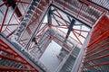 Top down view of an observation tower. Lookout tower with a geometric shape.