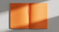 Open Orange Notebook with Lined Pages and Sunlight Shadows Royalty Free Stock Photo